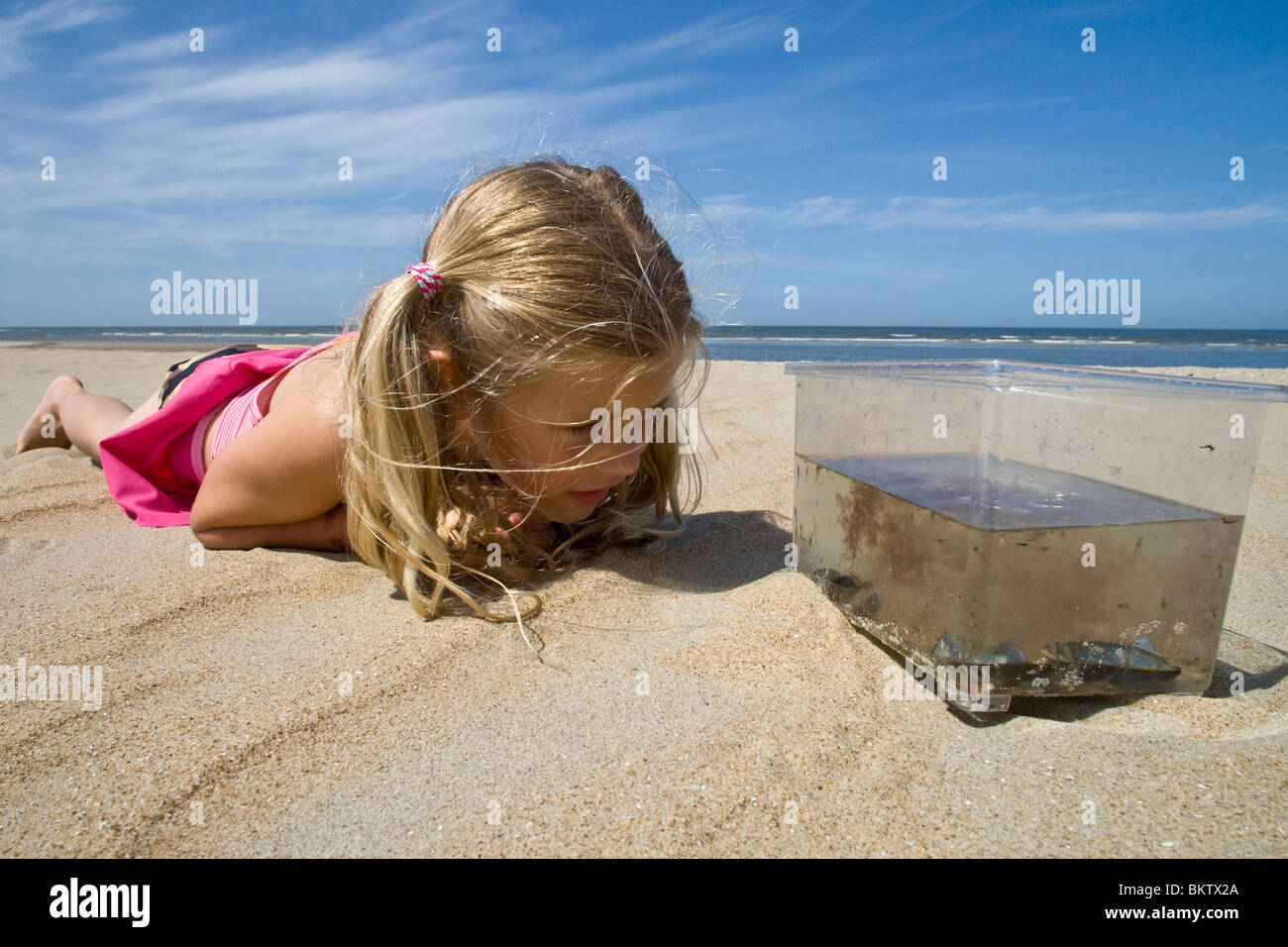Meisje met garnalen, mosselen en ander zeeleven Stock Photo