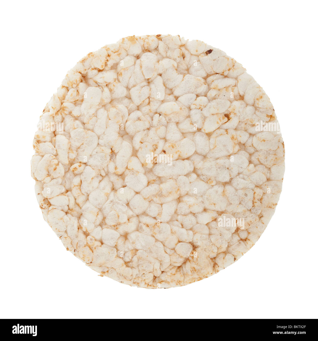 Single rice cake isolated on white background Stock Photo