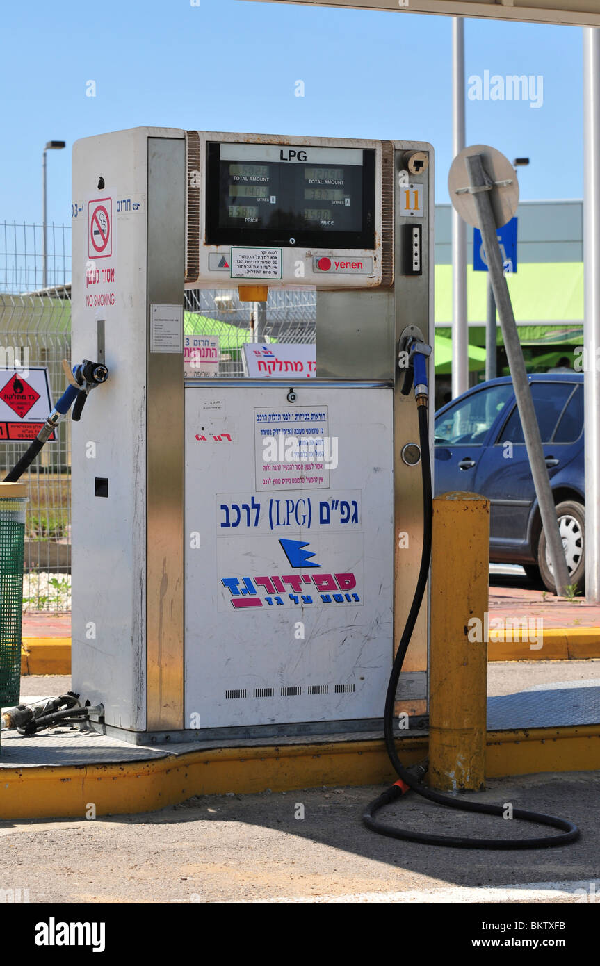 Israel, Liquefied petroleum gas pump at a petrol station Stock Photo