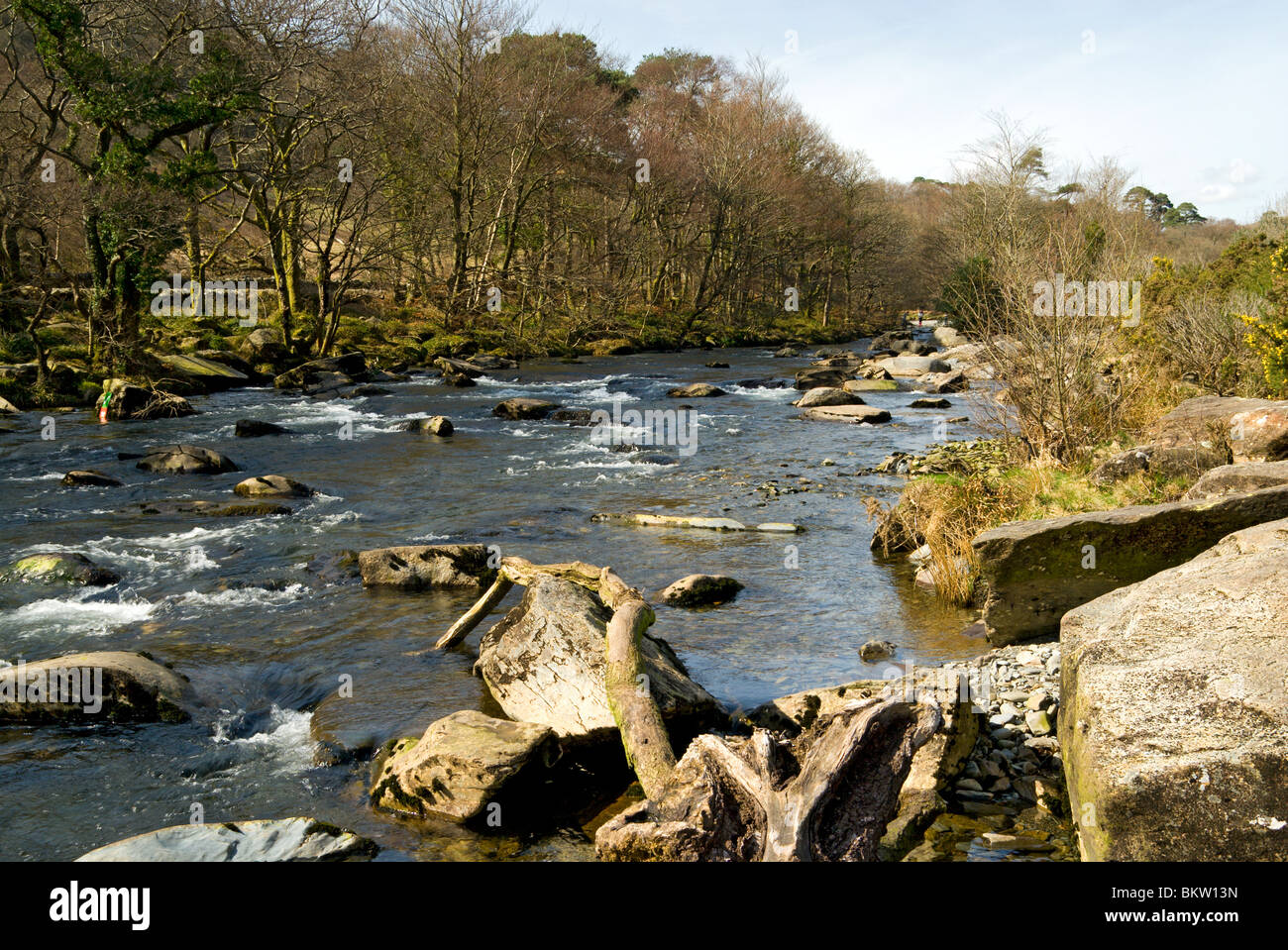 River Glaslyn, Aberglaslyn Pass near Beddgelert, Snowdonia, Gwynedd, North Wales. Stock Photo