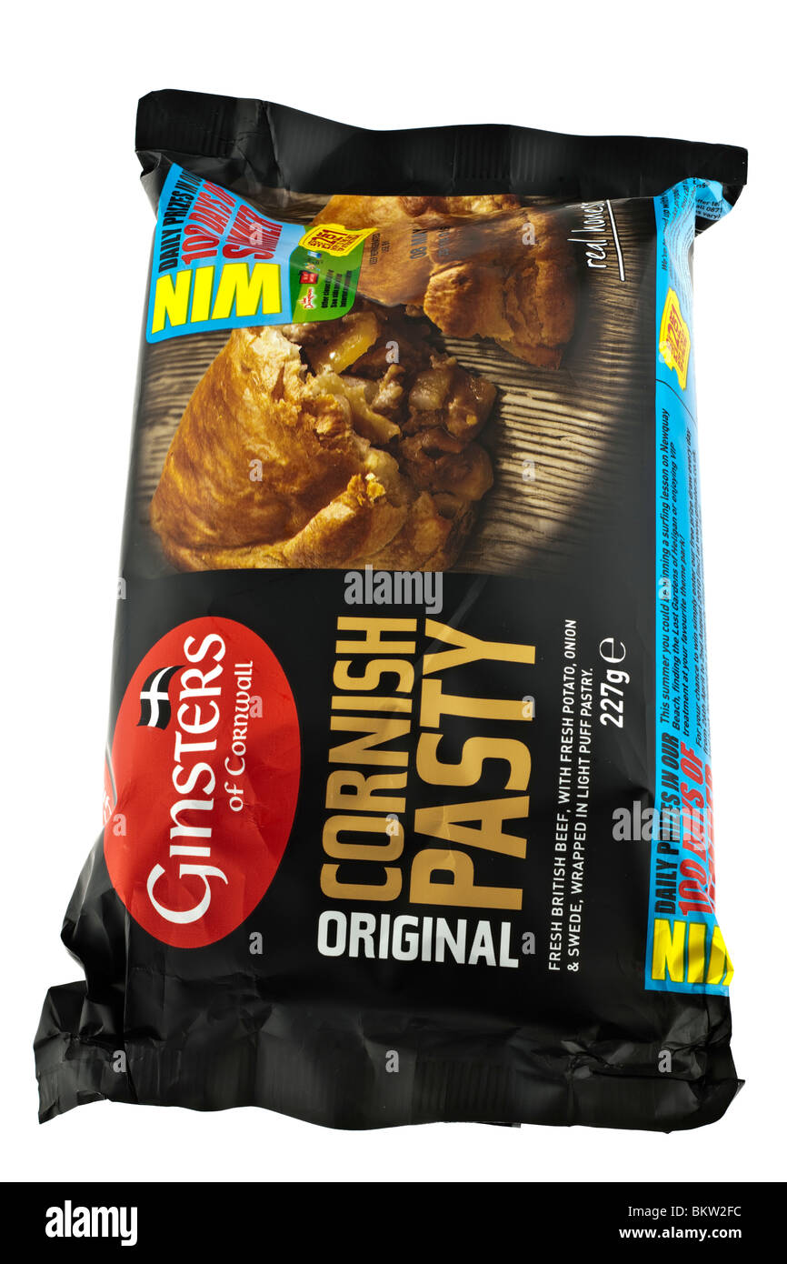 227 gram Packet of Ginsters original Cornish Pasty Stock Photo