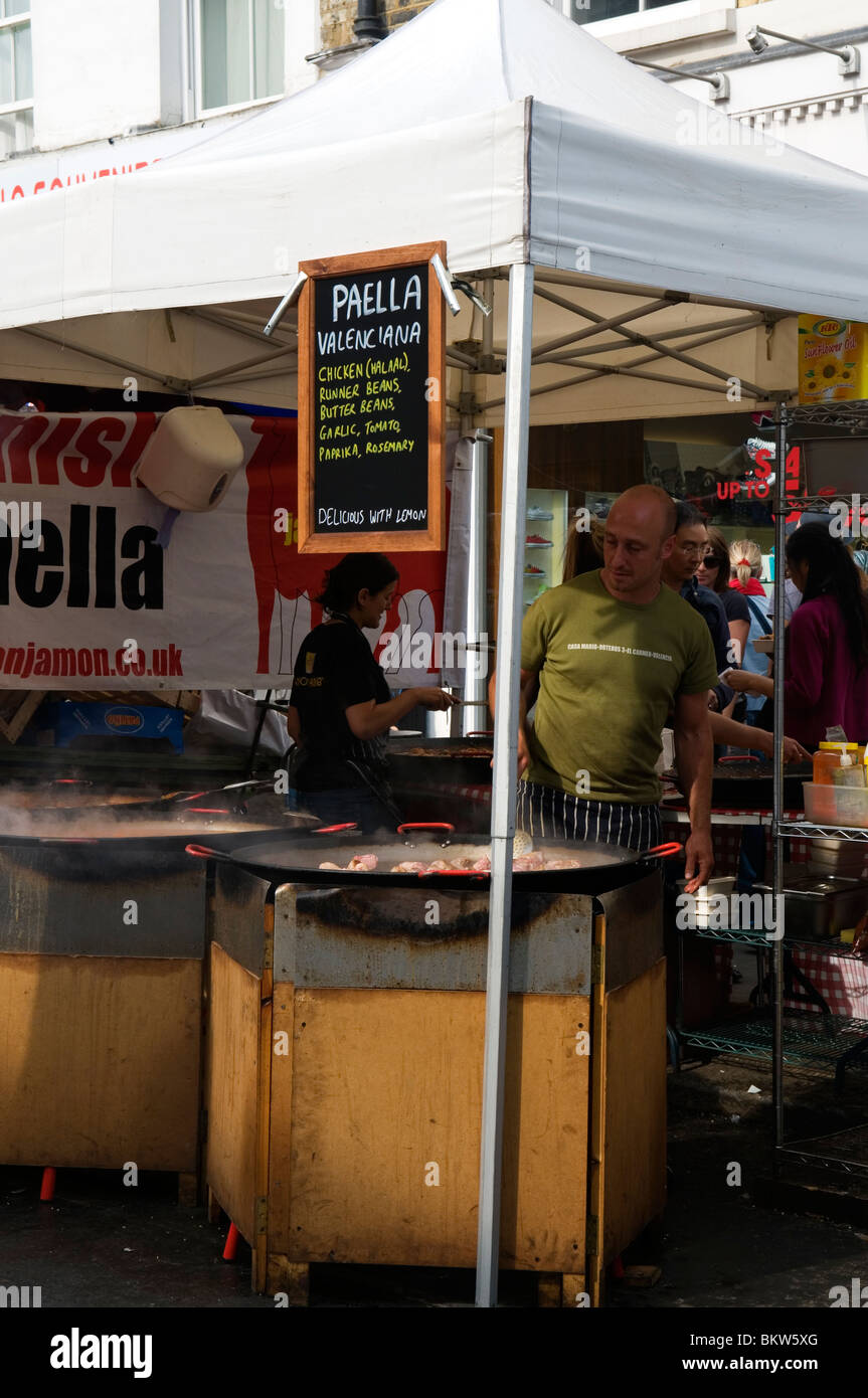 Paella food stall, Portobello Road Market Notting Hill West London England UK Stock Photo Alamy