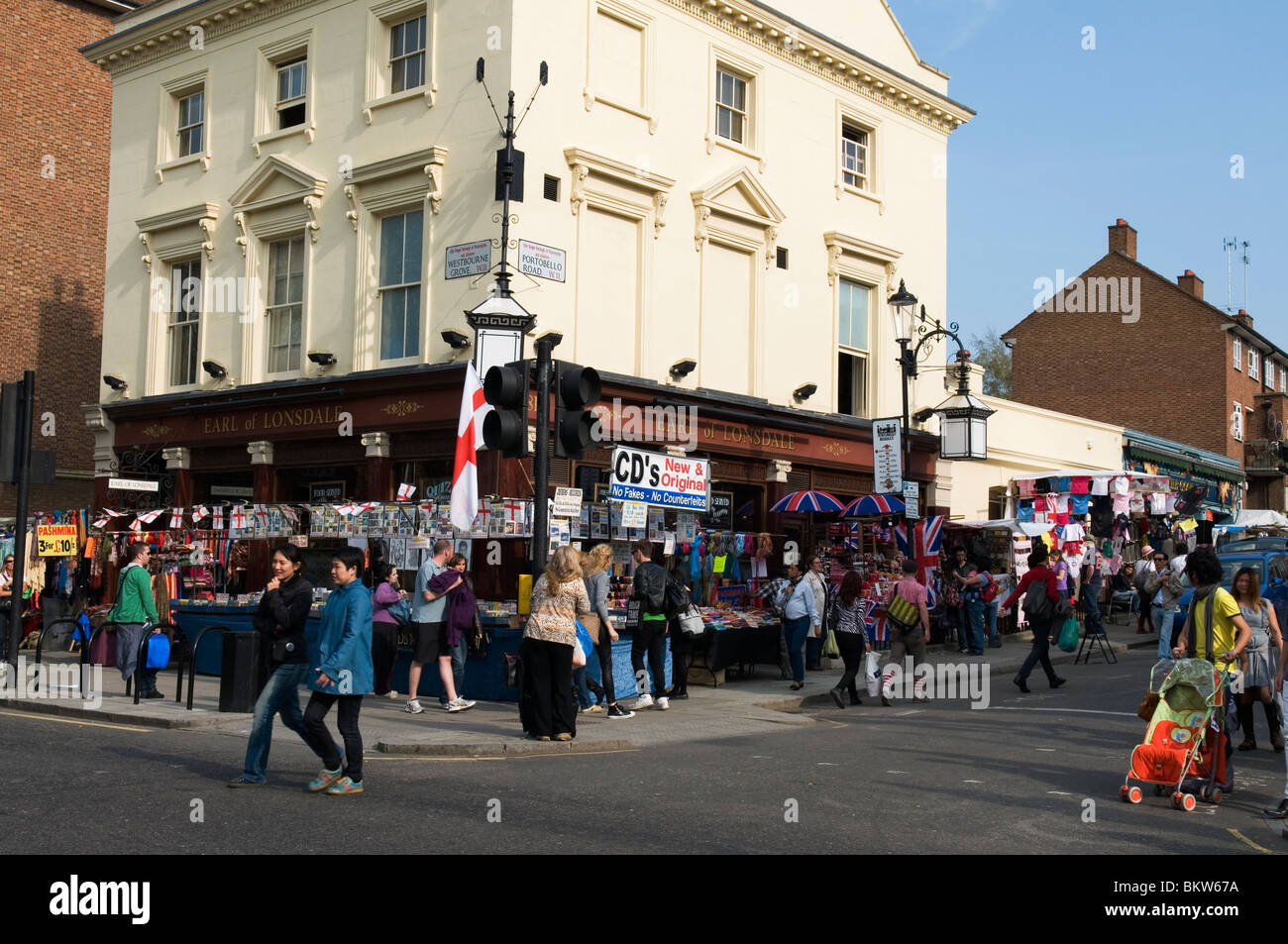 Street scene, Portobello Road Market Notting Hill West London England