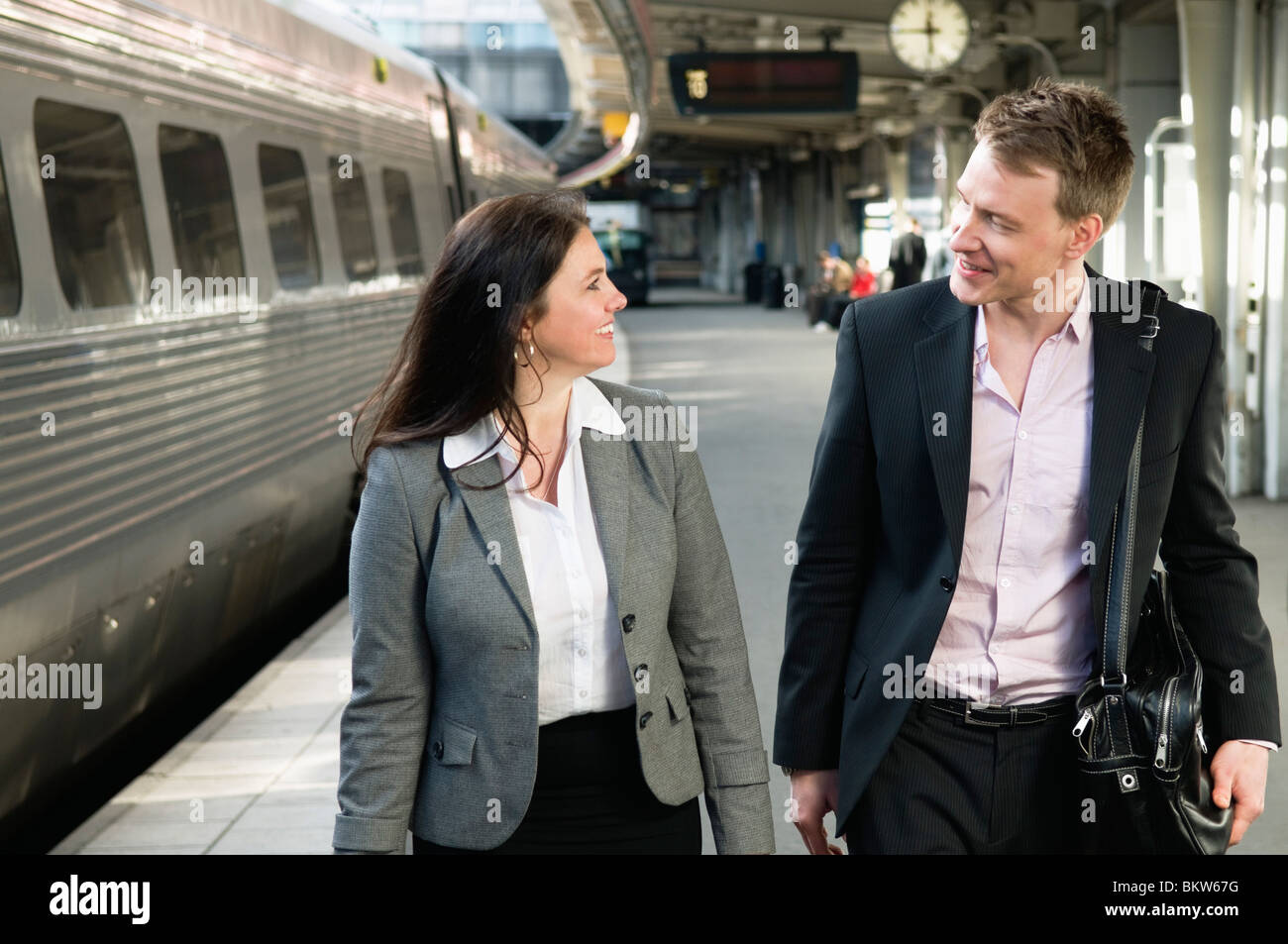 Colleagues on a platform Stock Photo