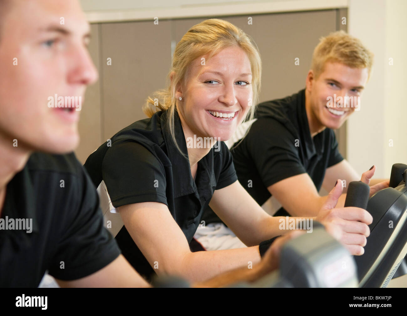 Three friends working out Stock Photo Alamy