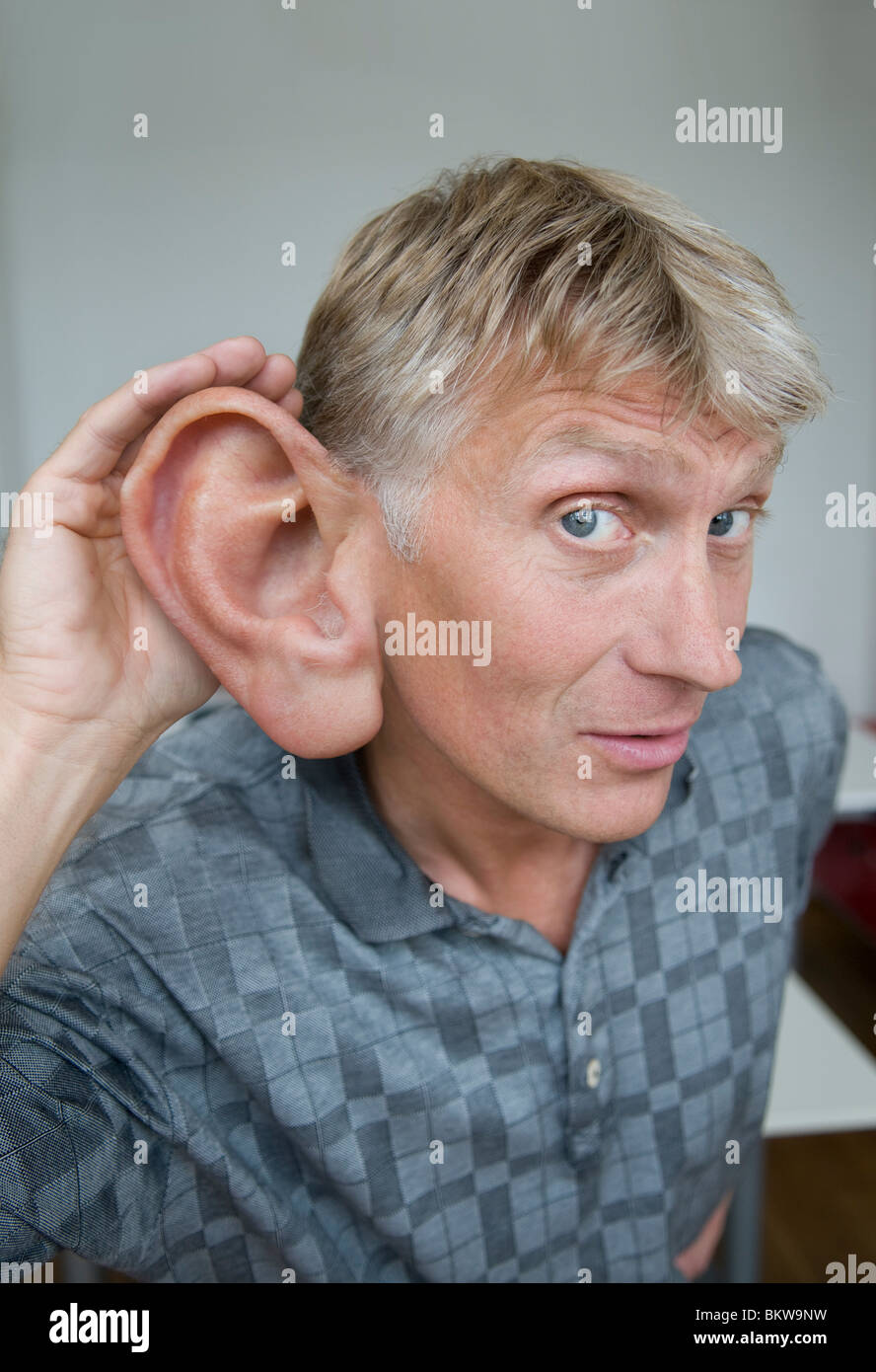 Man with big ear Stock Photo