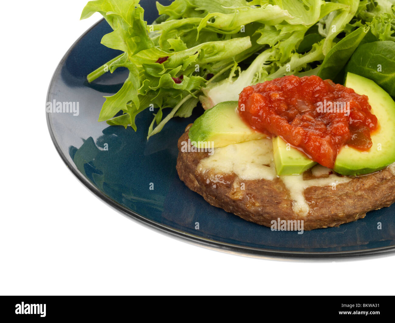 Vegetarian Burger with Avacado and Salsa Stock Photo