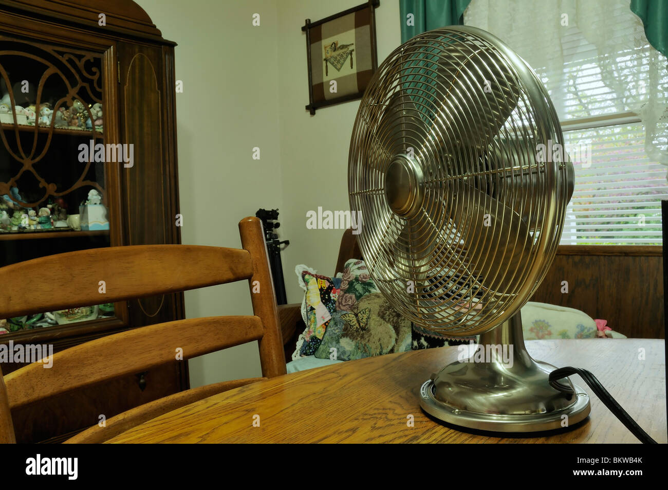 Retro portable metal oscillating fan Stock Photo Alamy