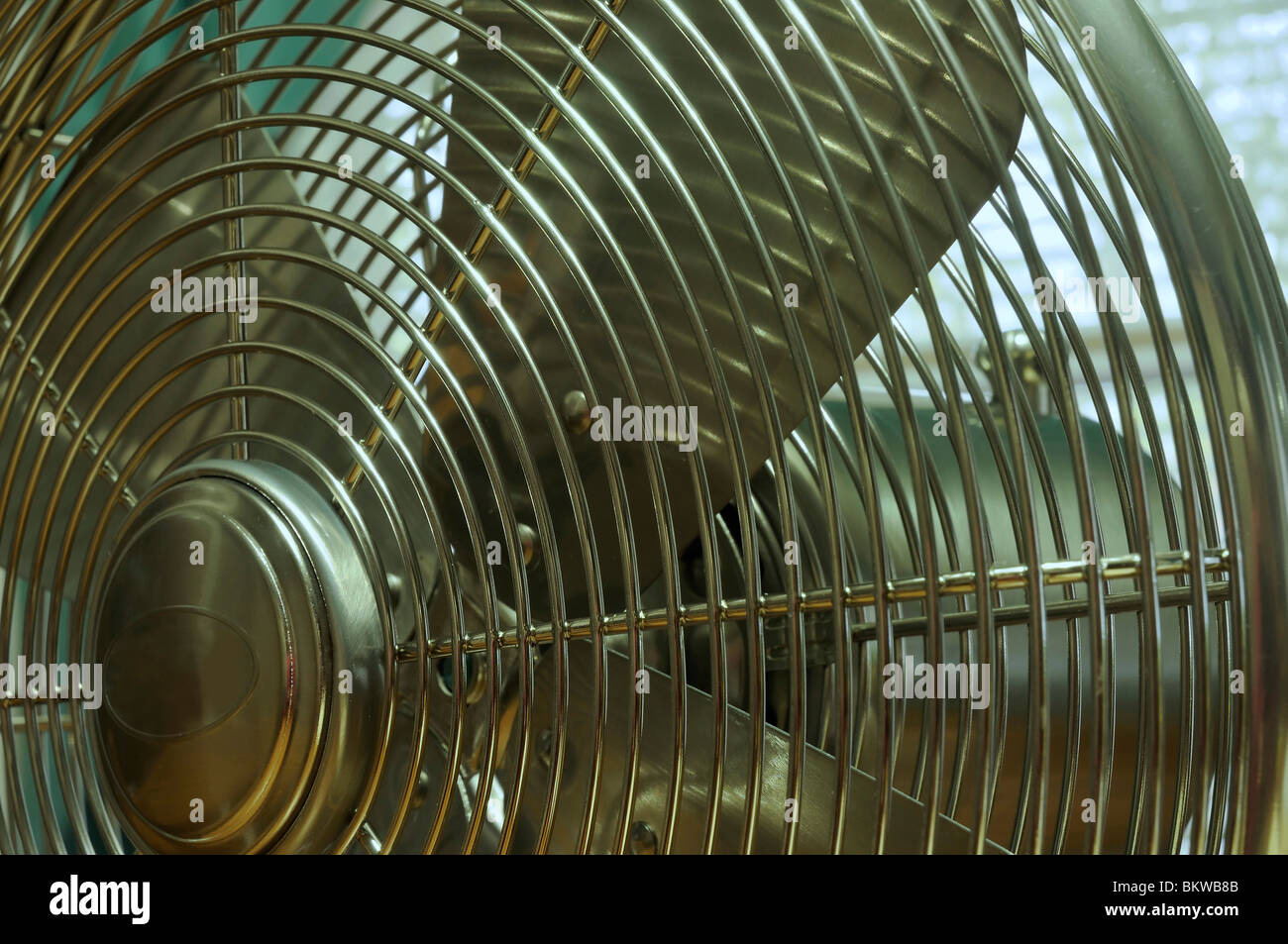 Closeup of a retro portable metal oscillating fan Stock Photo Alamy