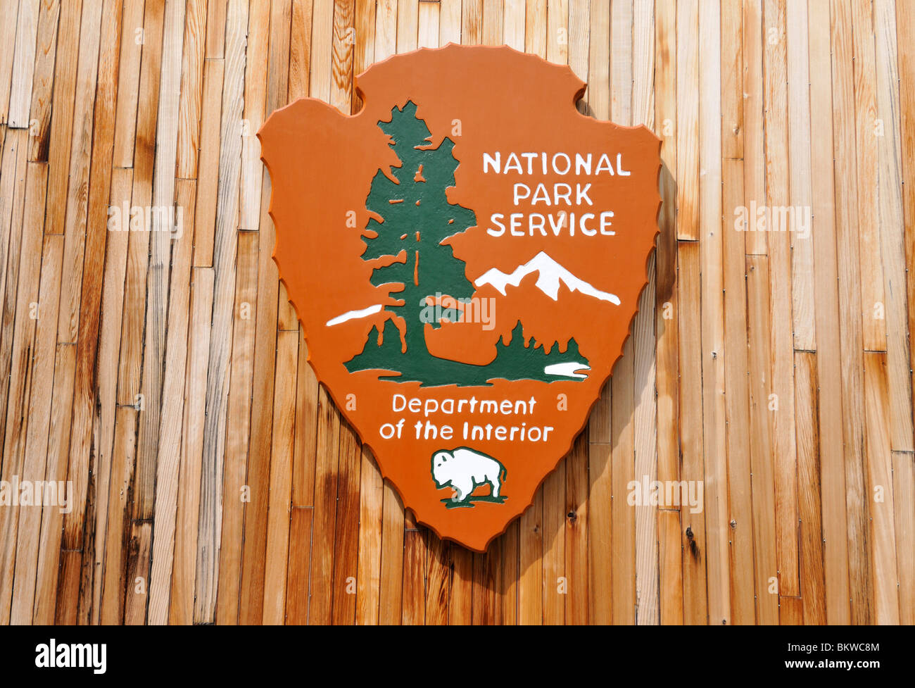 United States National Park Service sign at Visitors Center, Minute Man National Park, Concord Massachusetts USA Stock Photo