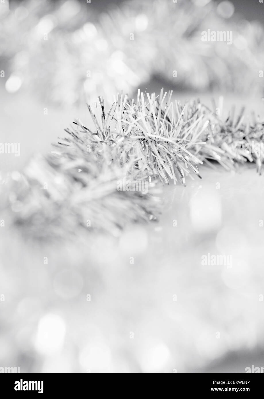 Closeup on Christmas tree tinsel Stock Photo