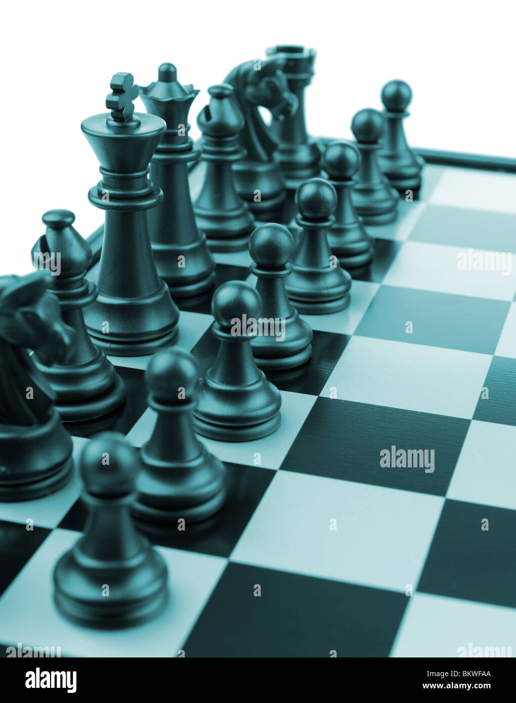 Chess. Desktop game. Blue color tone Stock Photo - Alamy