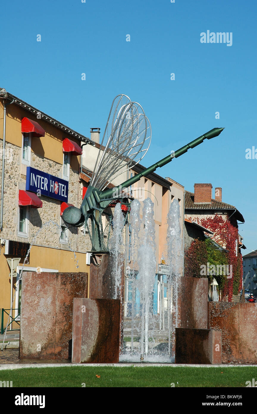 The Dragonfly fountain, St. Junien Stock Photo Alamy