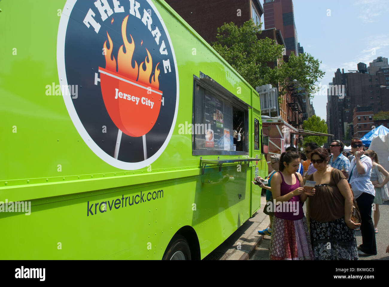 The Krave Korean BBQ truck is seen at the Hell's Kitchen Flea Market in New York Stock Photo