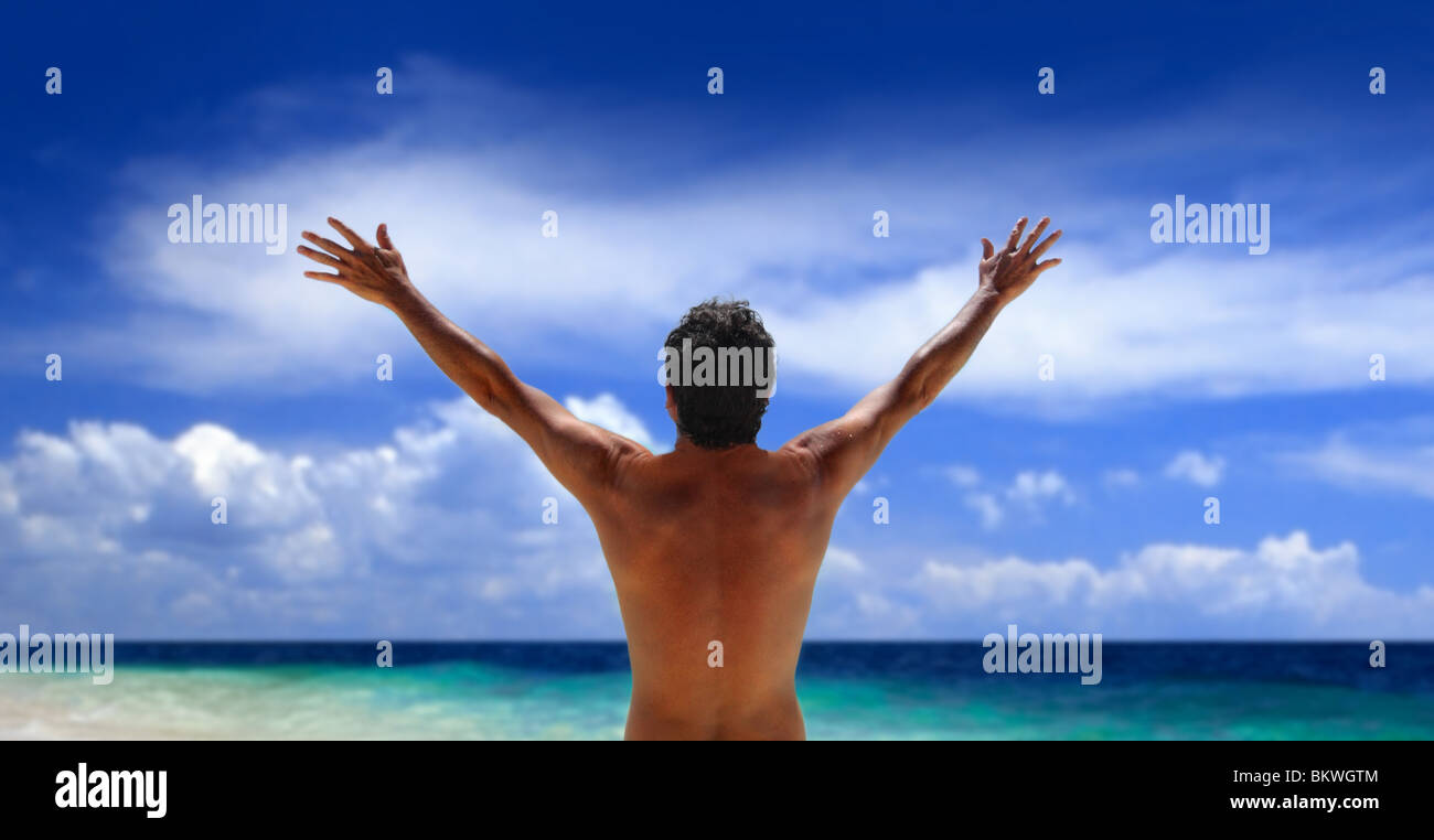 Man standing arms stretched out hi-res stock photography and images - Alamy