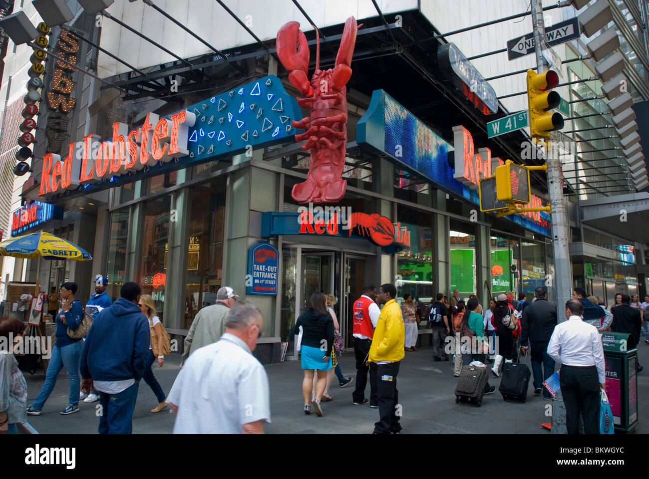 A Red Lobster restaurant in Times Square in New York Stock Photo