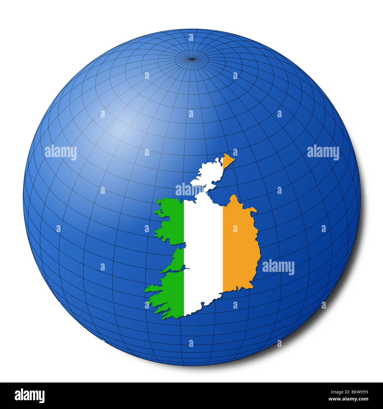 Ireland map flag on abstract globe illustration Stock Photo Alamy
