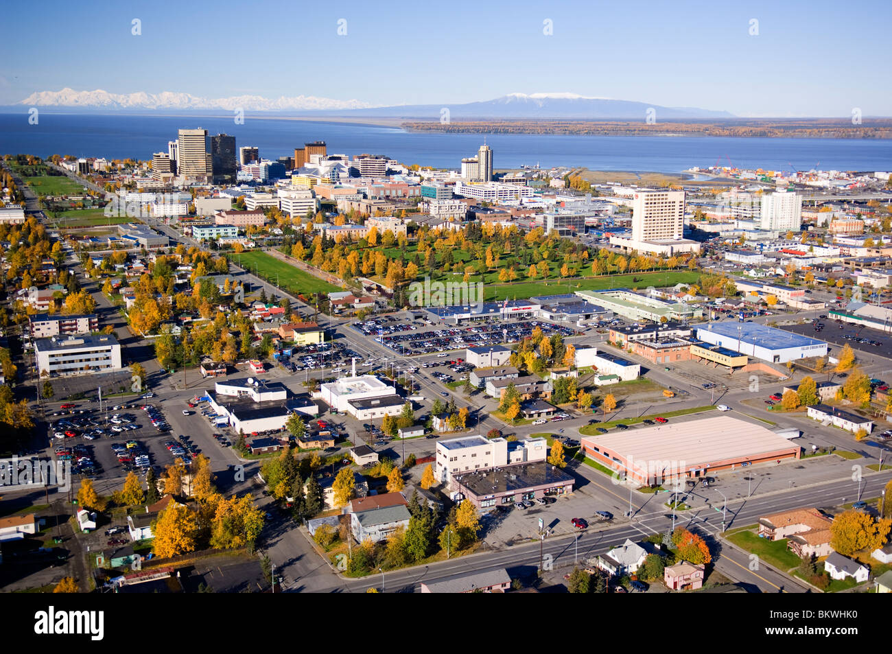 Down Town Anchorage An Aerial View Of This Largest City In Alaska BKWHK0 