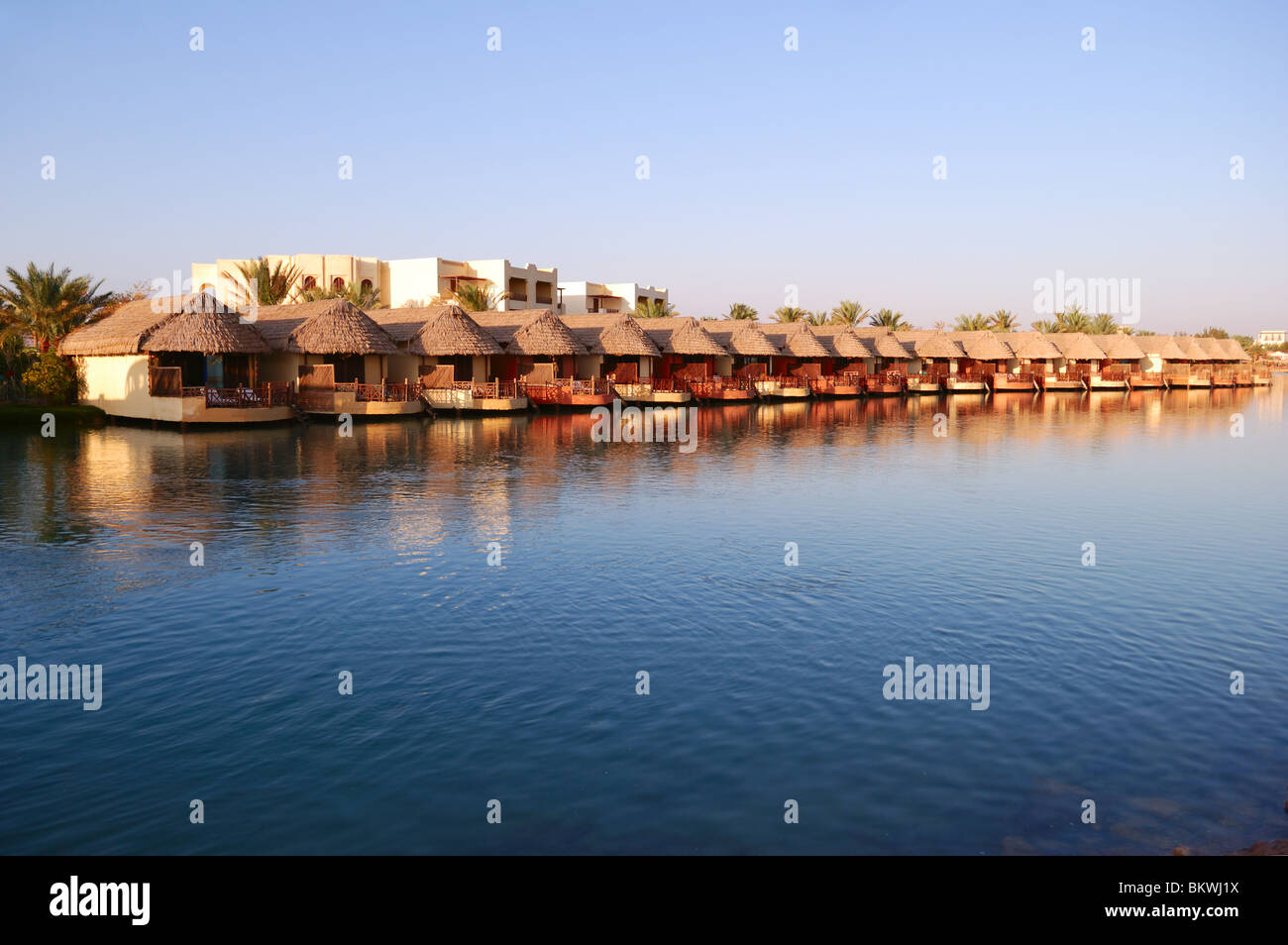 resort bungalows on water in El-Gouna, Egypt Stock Photo