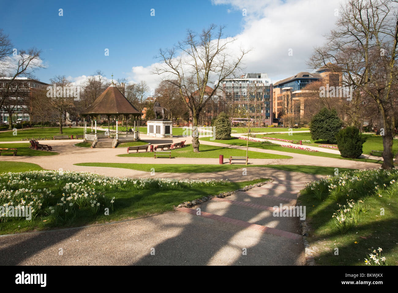 Spring in Forbury Gardens in Reading town centre, Berkshire, Uk Stock Photo