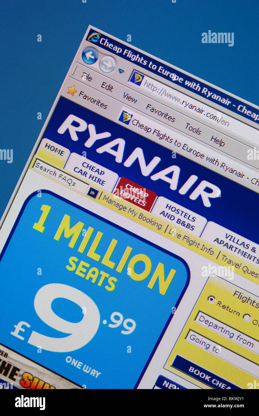 Ryanair budget cheap travel flight air hotel Stock Photo