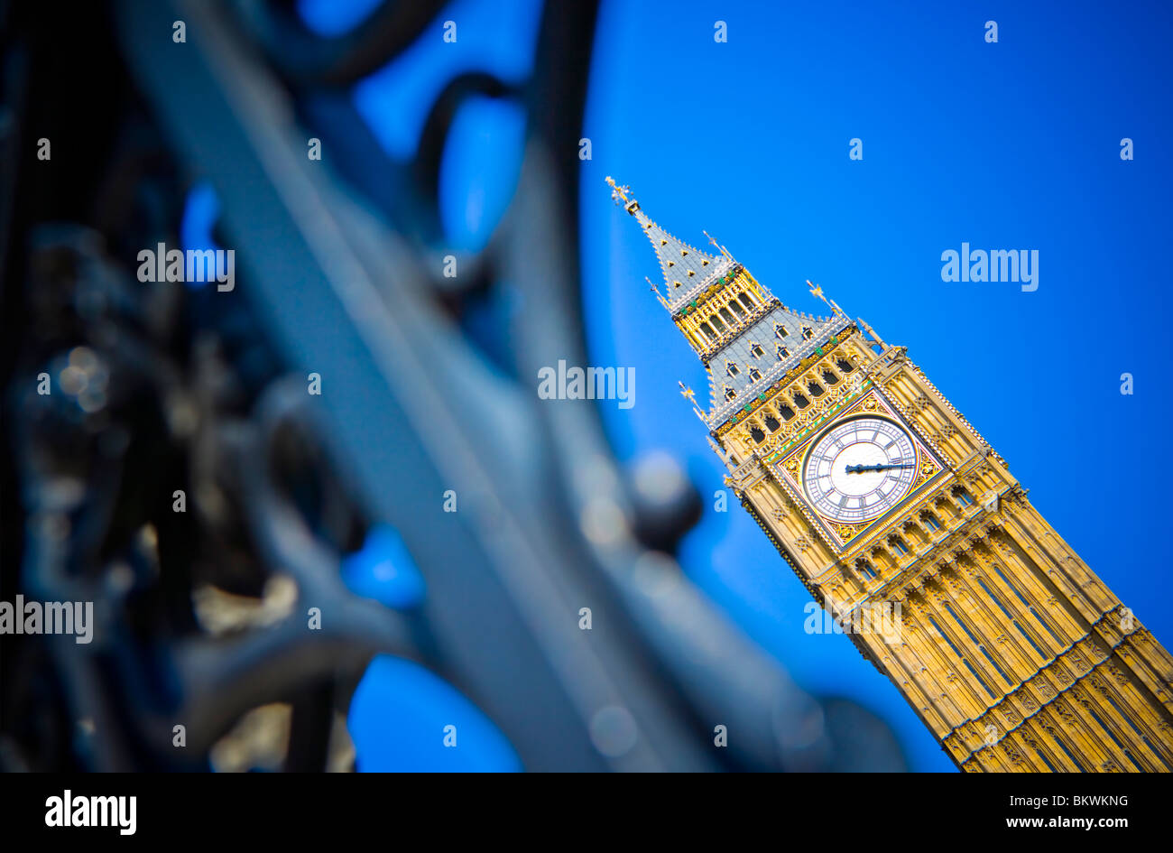 SHALLOW FOCUS ABSTRACT IMAGE OF THE CLOCK TOWER KNOWN AS BIG BEN LONDON Stock Photo