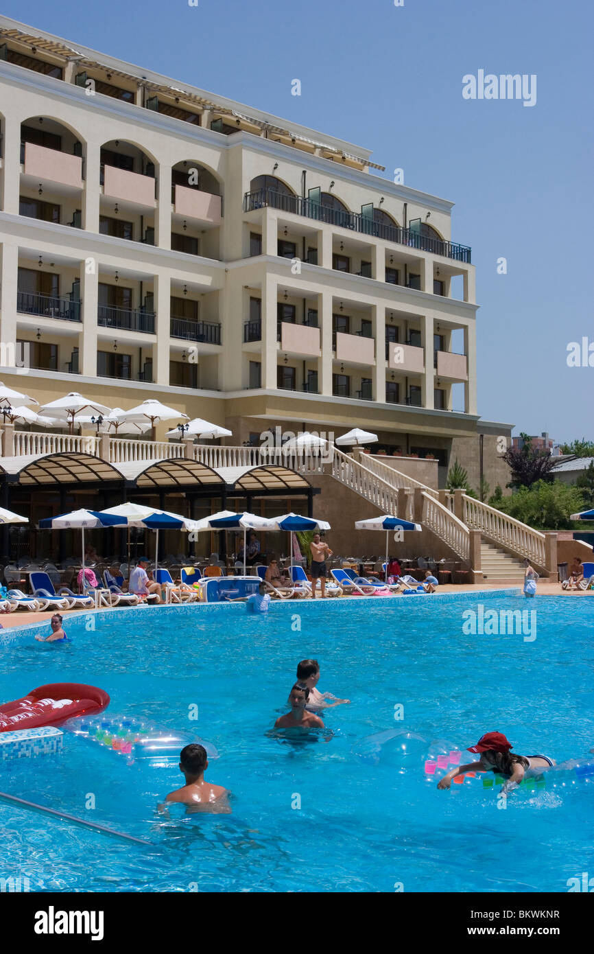 Outdoor pool, Sunny beach, people having fun, Black Sea, Balkan ...