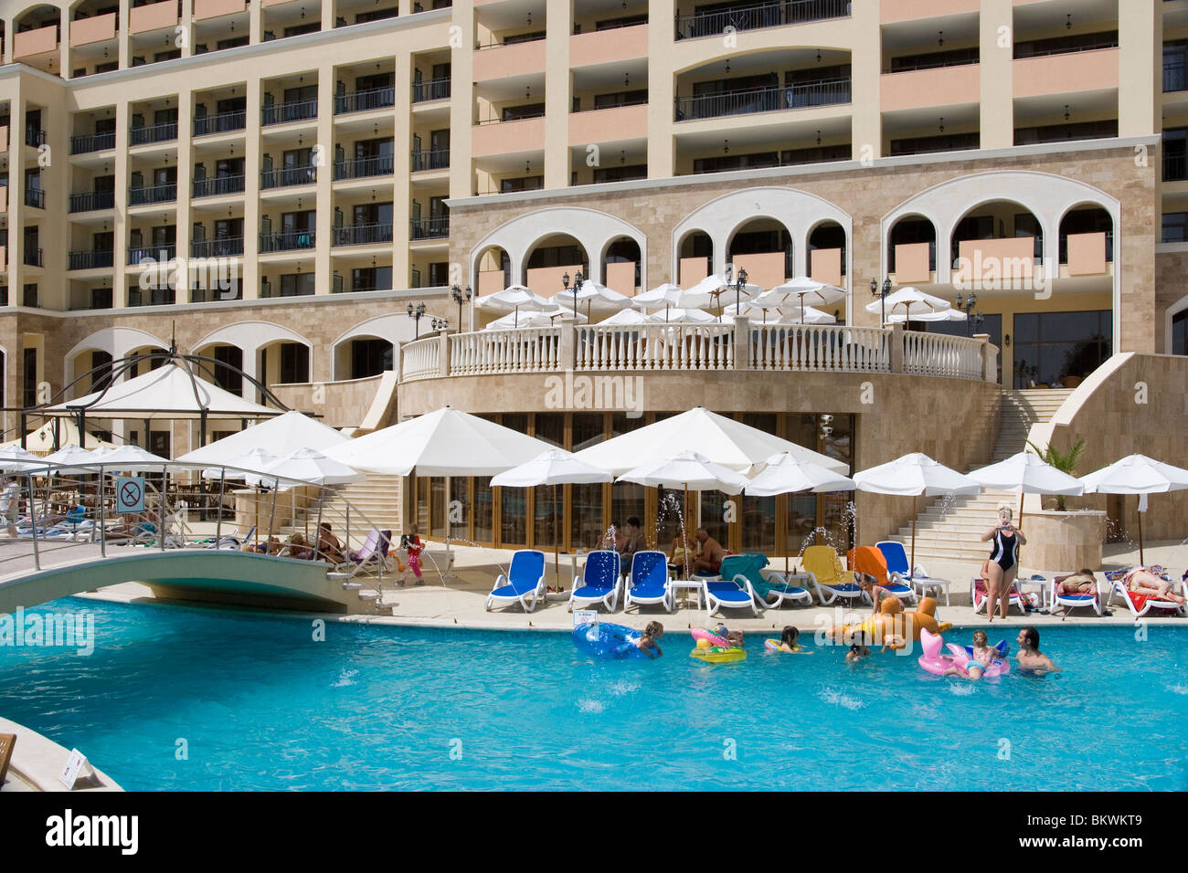 Outdoor Pool, Sunny beach resort (Slunchev Bryag), people having fun ...
