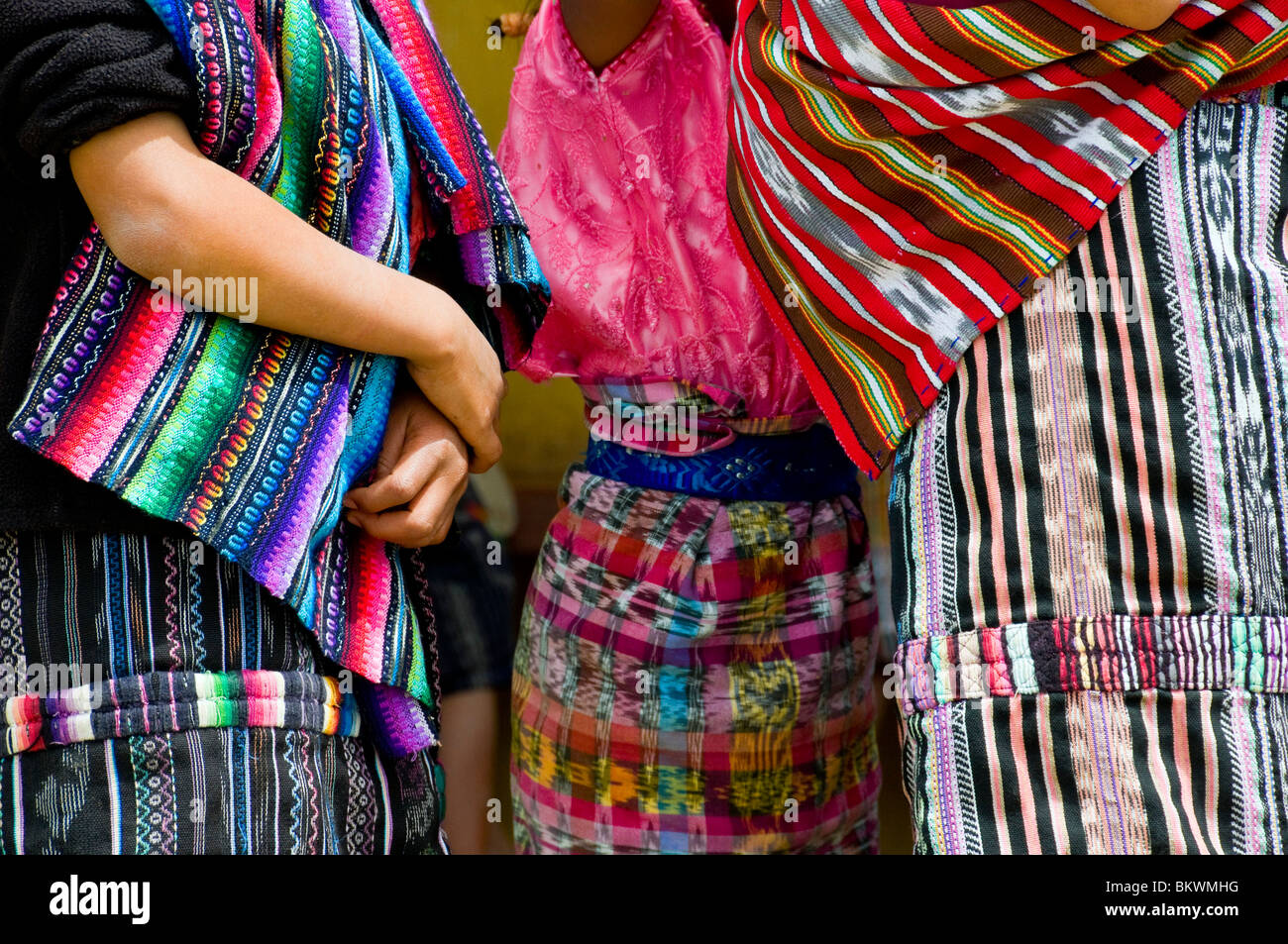 Colorful outfits Mayan women Panajachel Guatemala Stock Photo