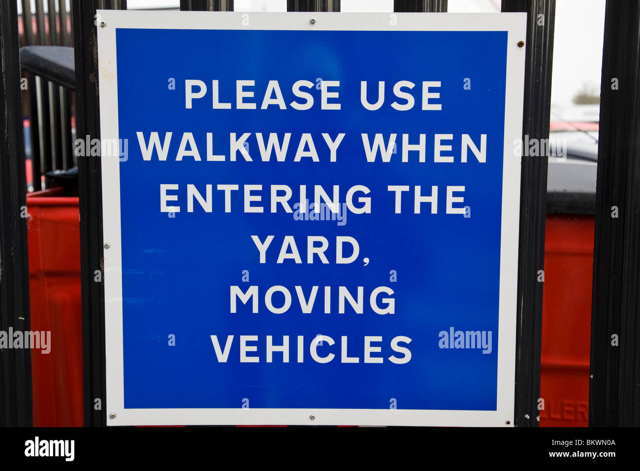 A blue and white street sign directing pedestrians, England Stock Photo