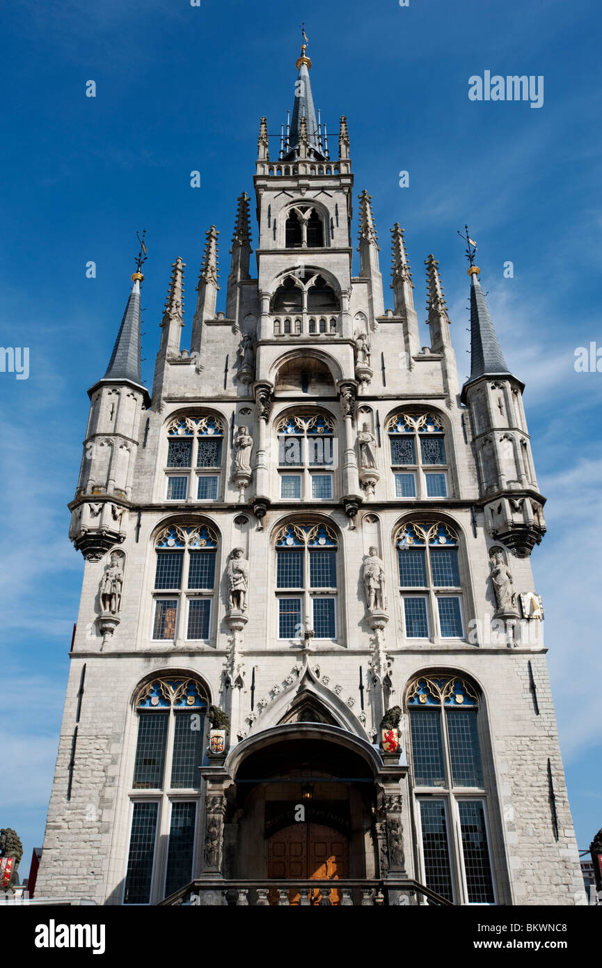 Detail of historic Town Hall or Stadhuis in Gouda The Netherlands Stock Photo