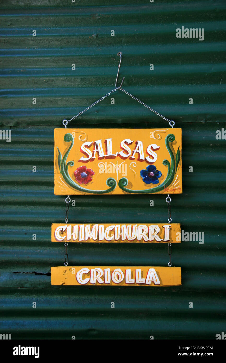 A sign hanging in La Boca, Buenos Aires, Argentina Stock Photo