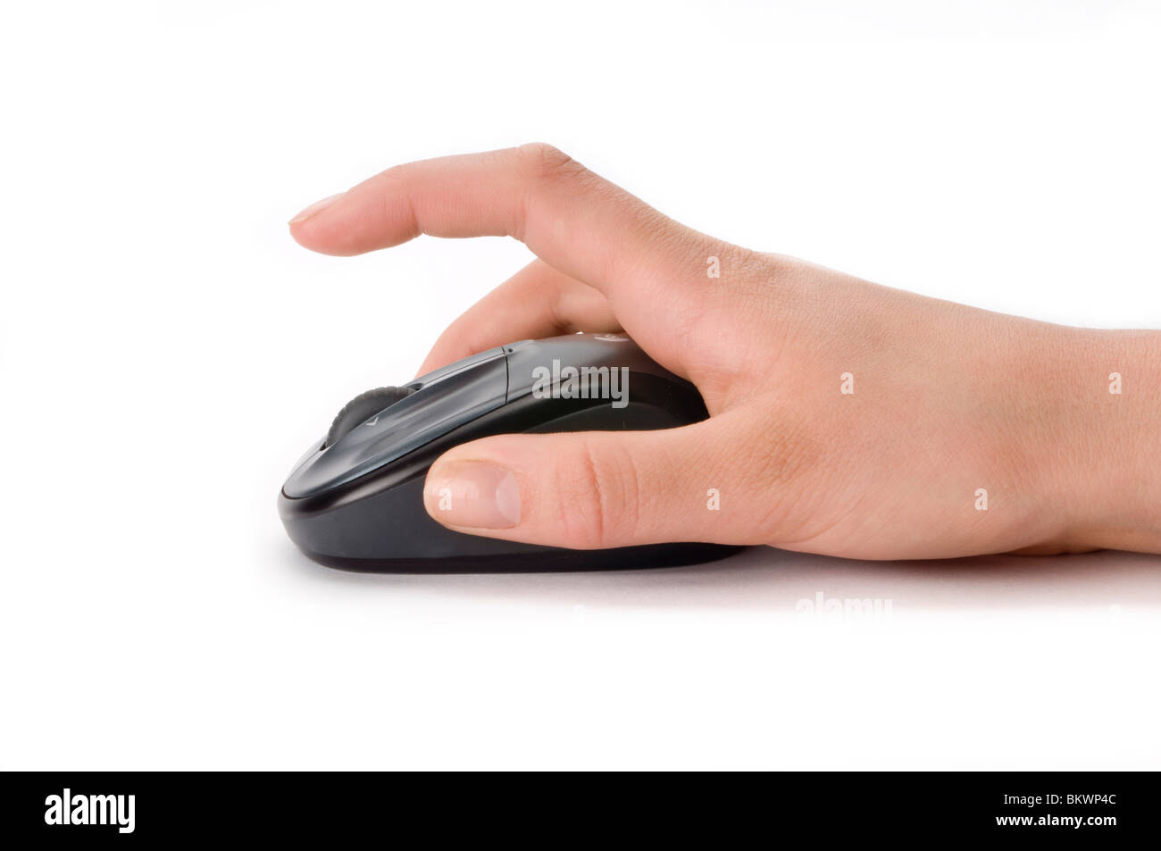 hand holding computer mouse clicking Stock Photo - Alamy
