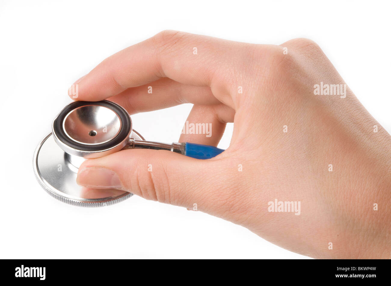 hand holding medical stethoscope Stock Photo