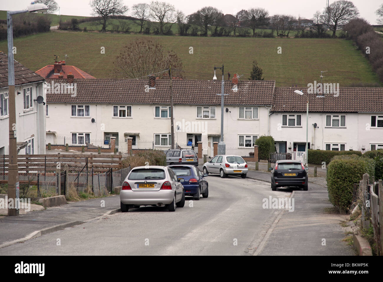 Council housing estate street in Holywell, Flintshire, North Wales