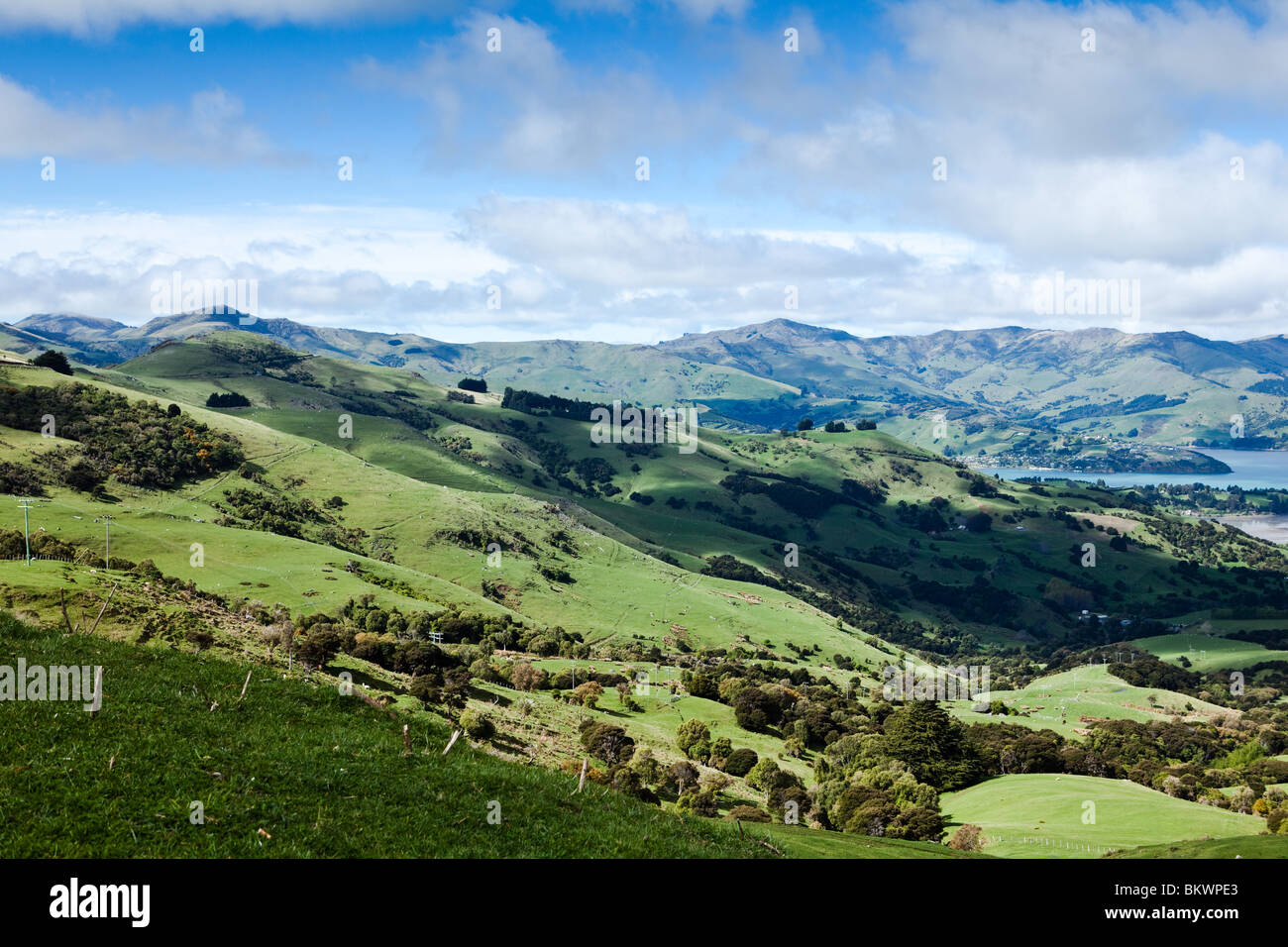 The rolling hills of New Zealand's south island paint a restfull picture Stock Photo
