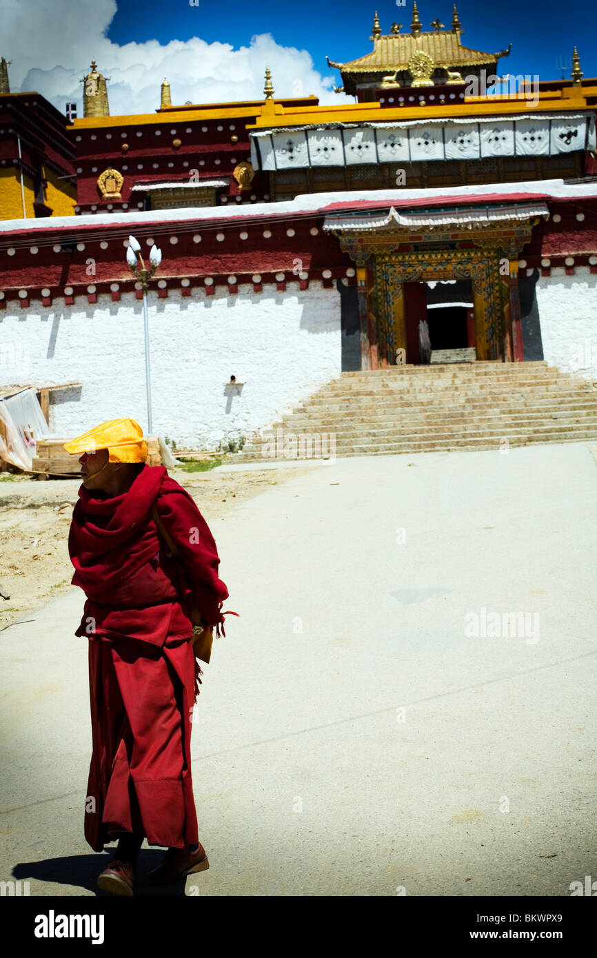 A Buddhist monk taking a walk Stock Photo