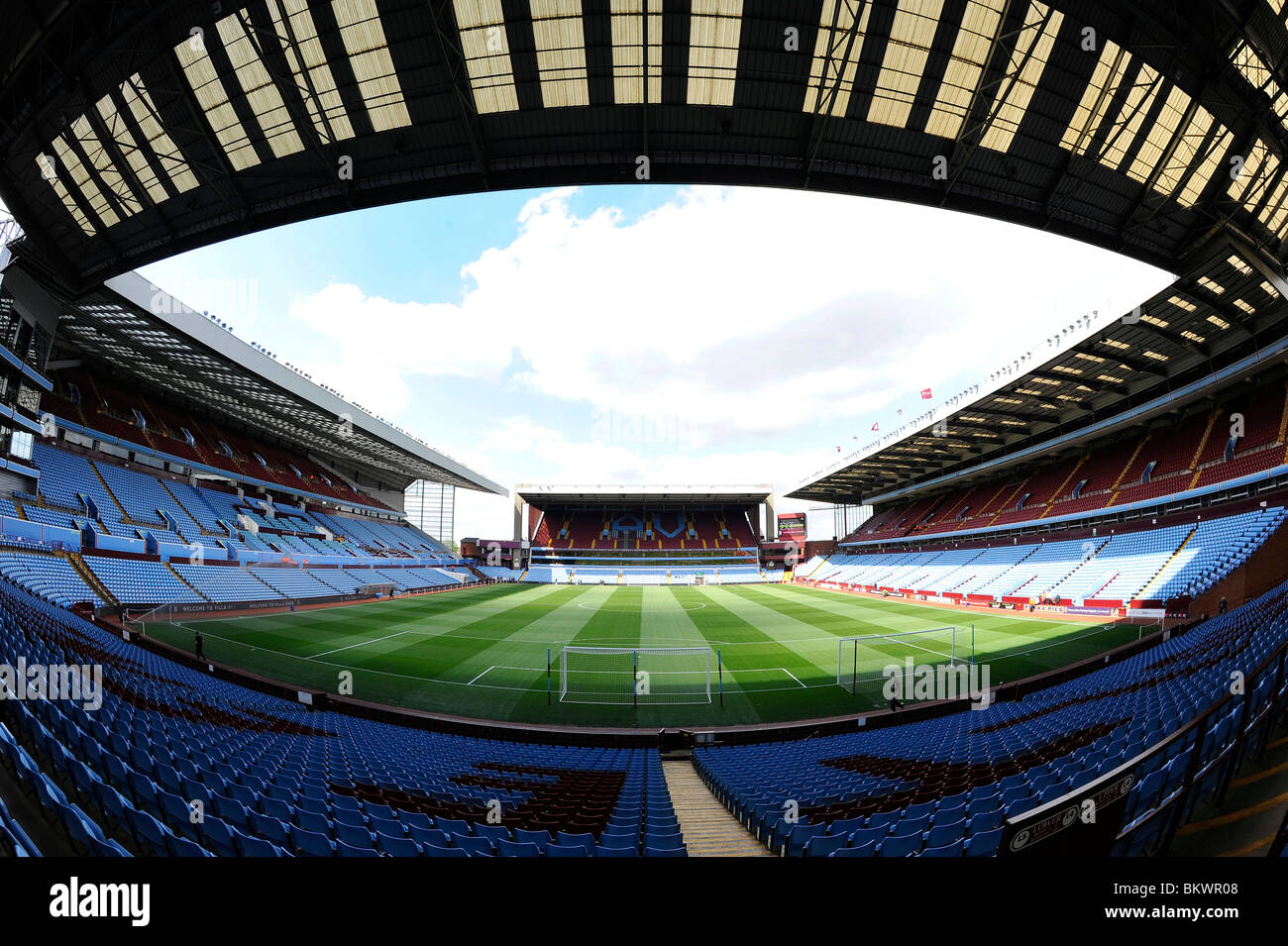 View inside Villa Park Stadium, Birmingham. Home of Aston Villa Football Club Stock Photo
