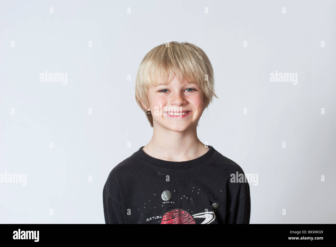 Portrait of average american 2nd grade middle school aged kid Stock