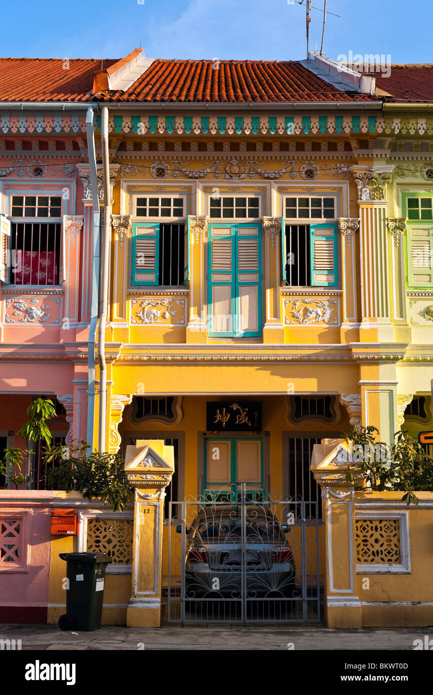 Singapore, Joo Chiat. Traditional Peranakan shophouses, Koon Seng Road