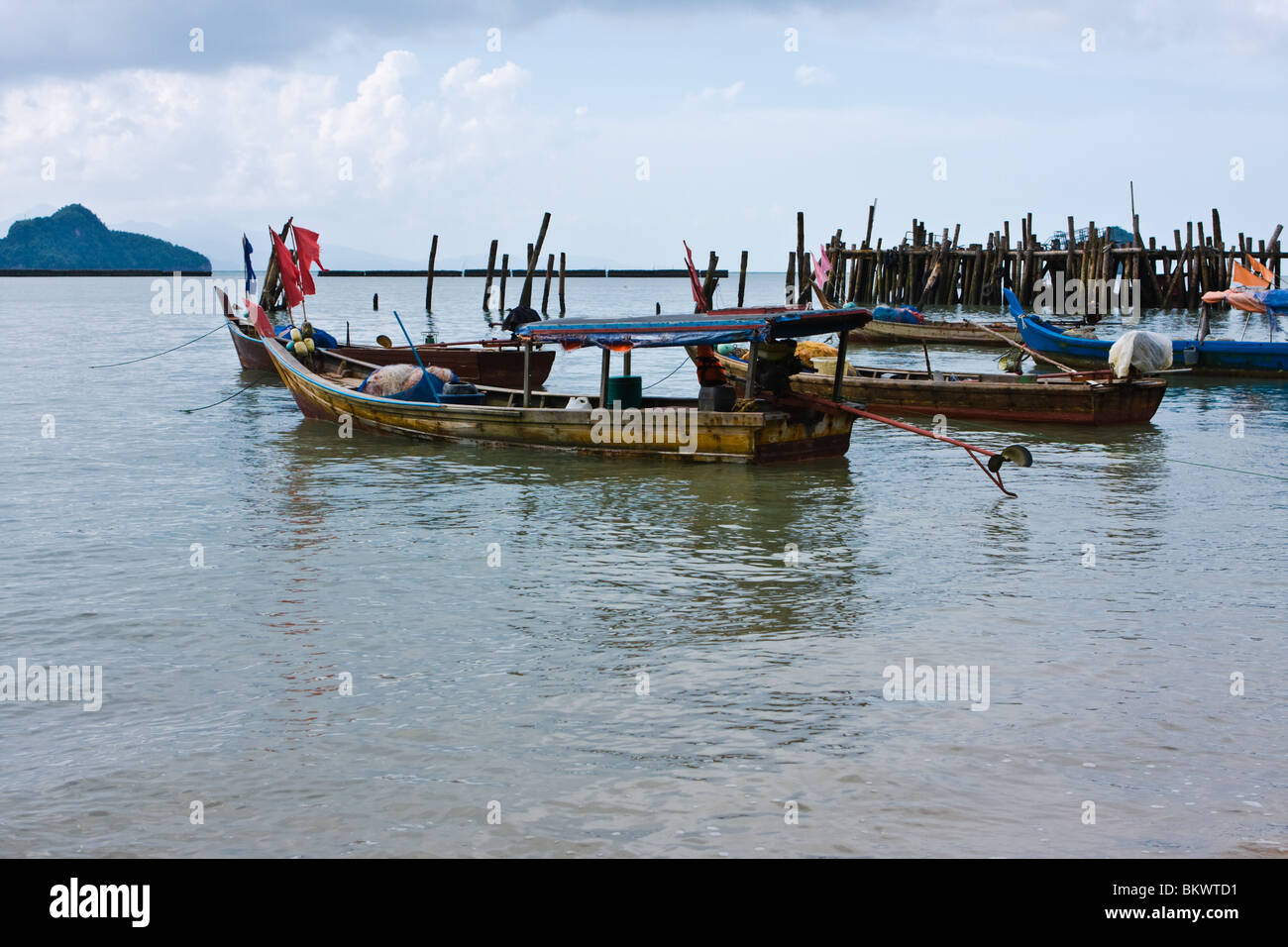 Fishing boats at anchor off Pasir Hitam Beach Stock Photo Alamy