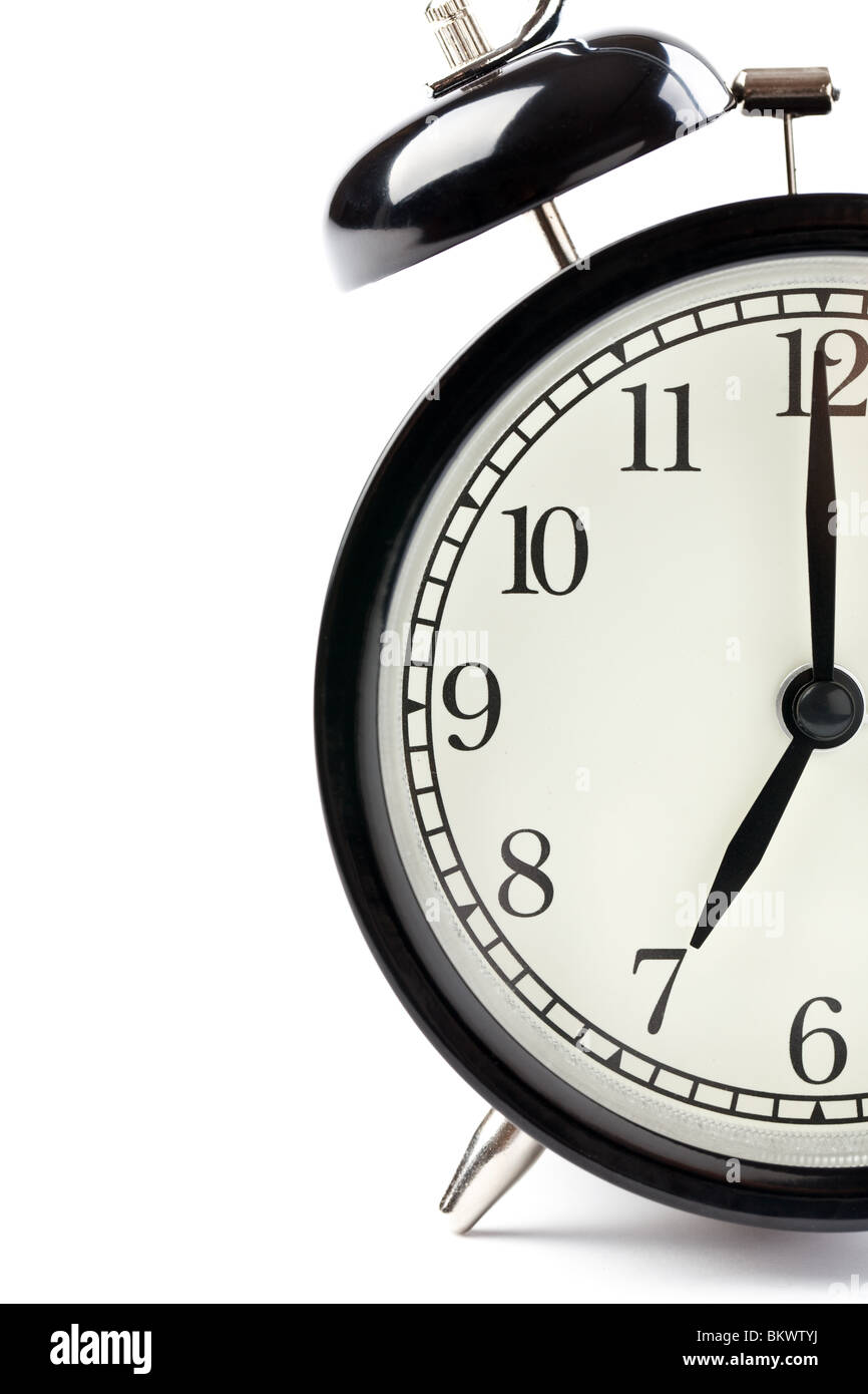 detail of alarm clock on white background Stock Photo Alamy