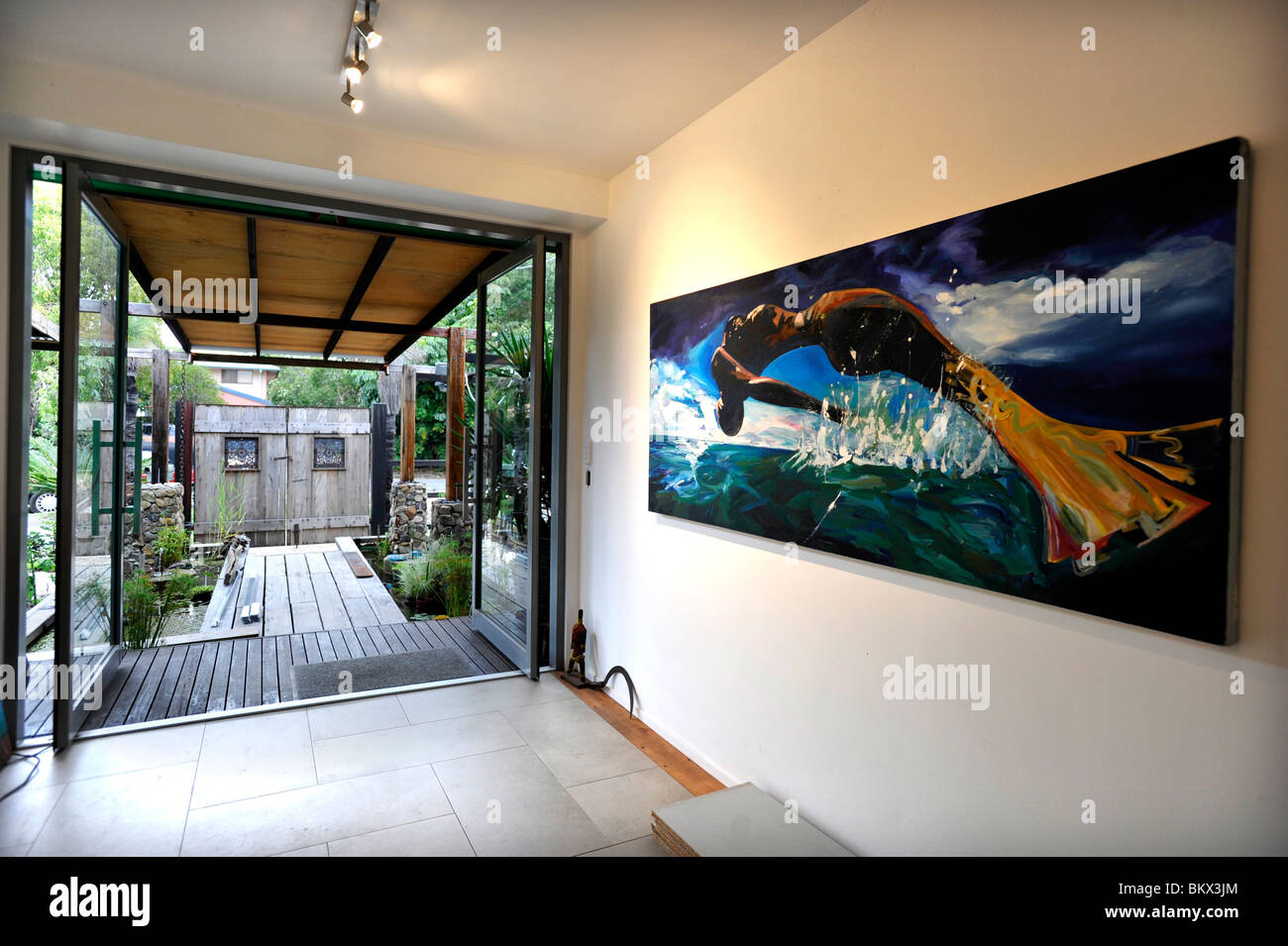 Entrance with art in Modern Australian home Stock Photo - Alamy