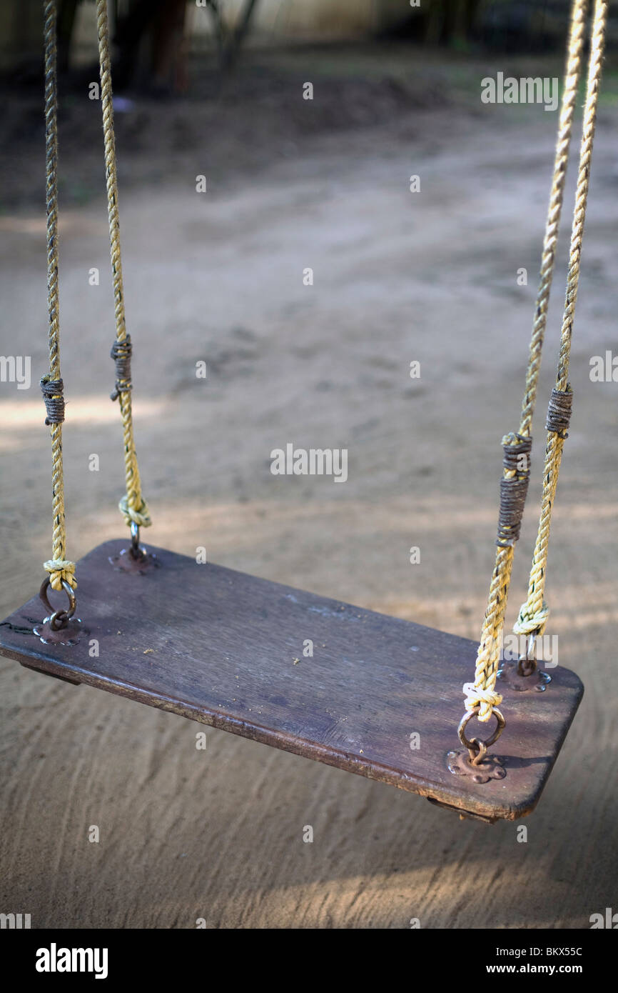 A wooden swing in a garden, Swamimalai, Tamil Nadu, India Stock Photo Alamy