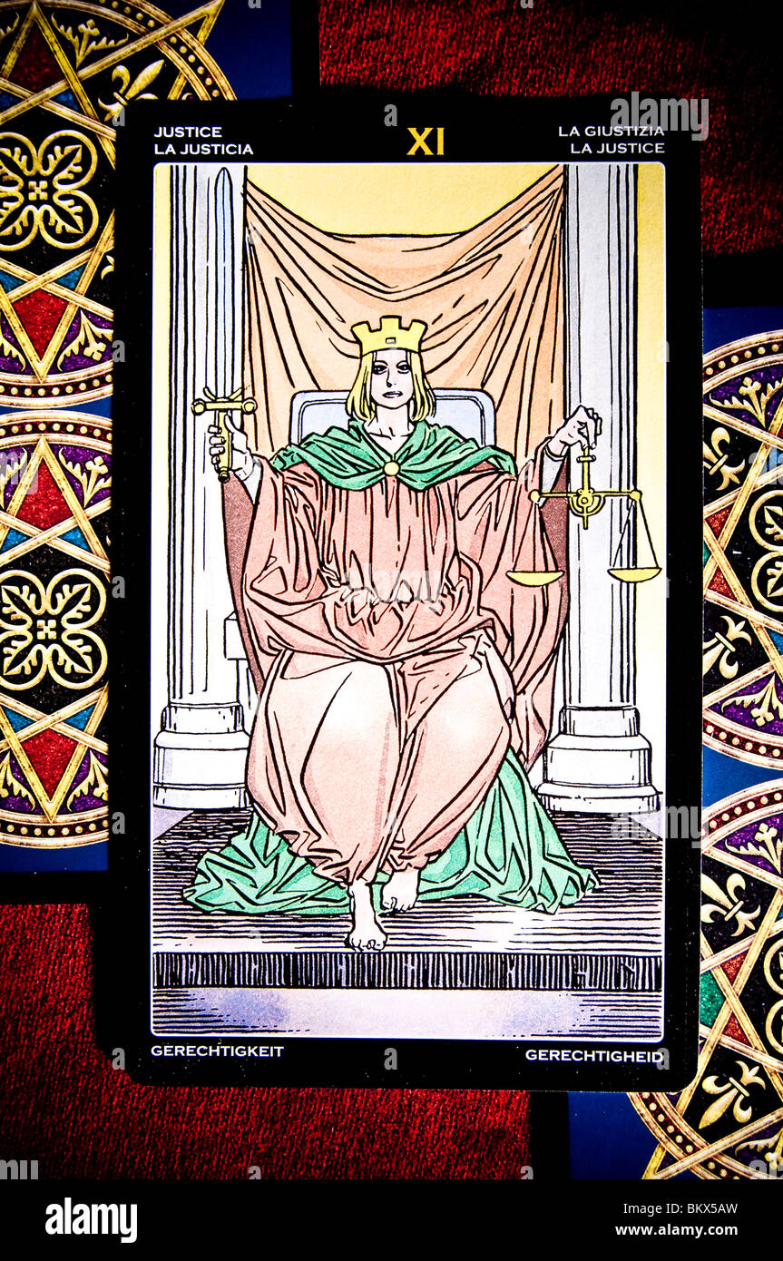 tarot card of Justice Stock Photo