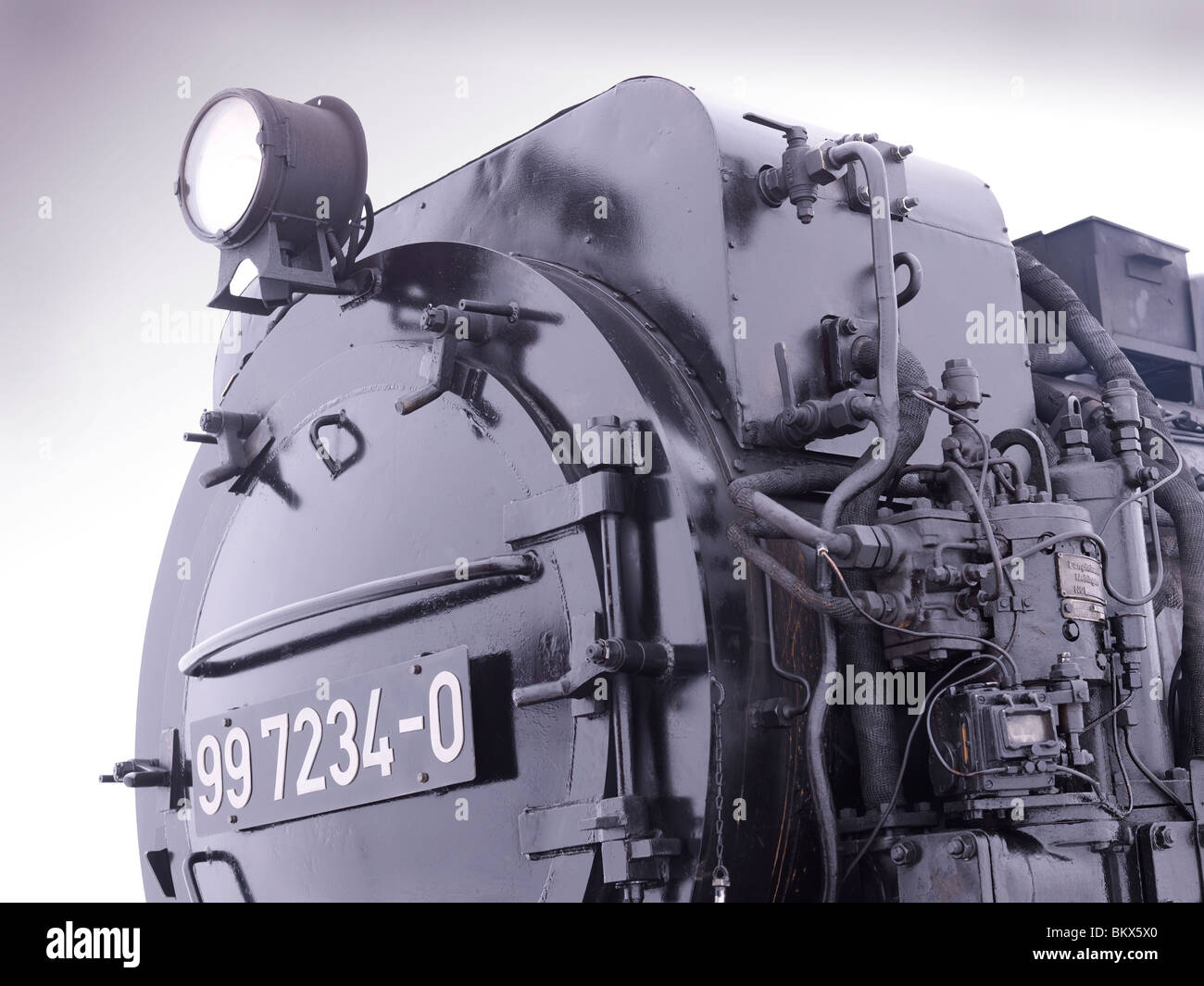 Steam engine on the highest mountain of the northern part of Germany,called Brocken,Harz,Germany Stock Photo