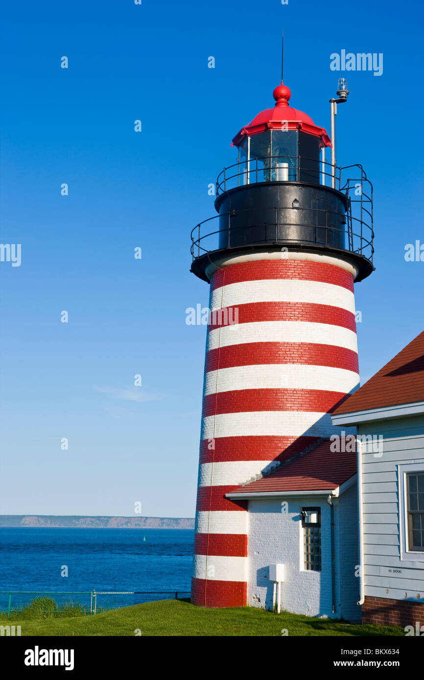 West Quoddy Head Light at Quoddy Head State Park in Lubec, Maine.  Easternmost point in the United States. Stock Photo