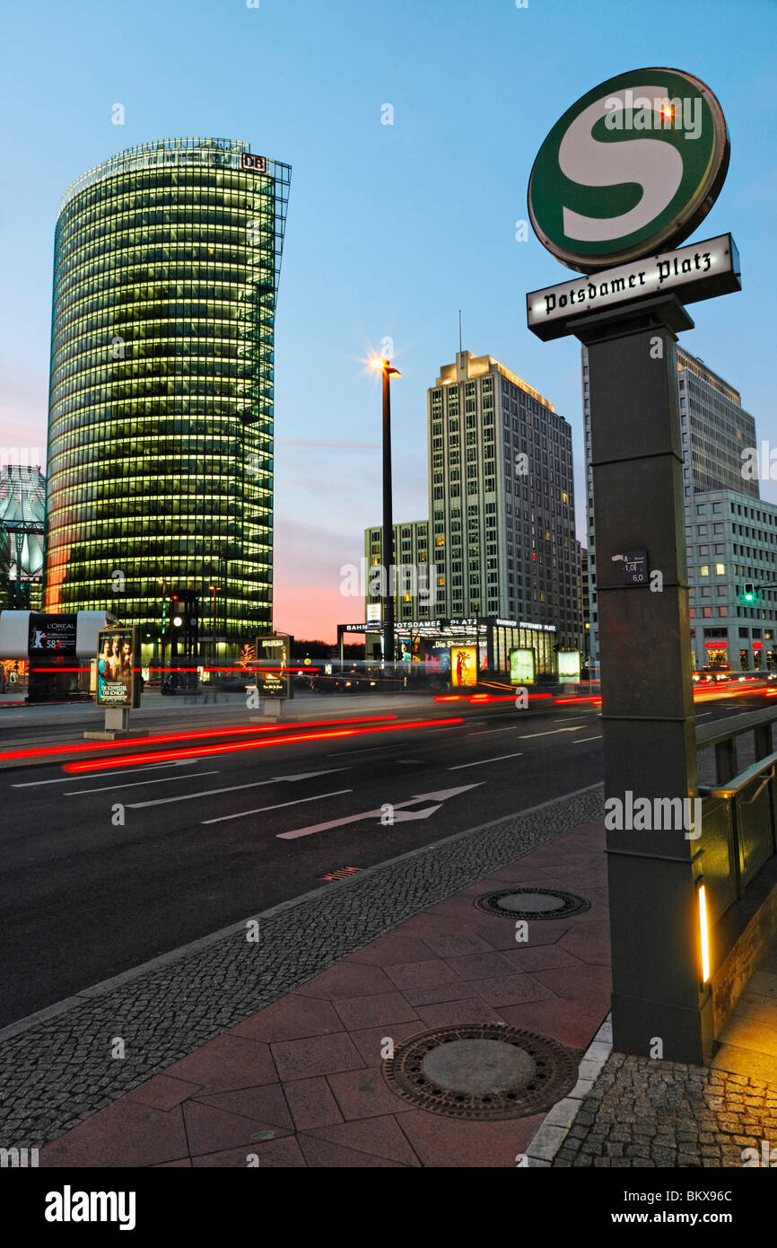 Bahntower at Potsdamer Platz Square, Berlin, Germany, Europe Stock Photo