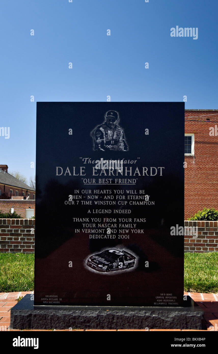 Dale Earnhardt Memorial Stone in Dale Earnhardt Plaza in Kannapolis, North Carolina Stock Photo