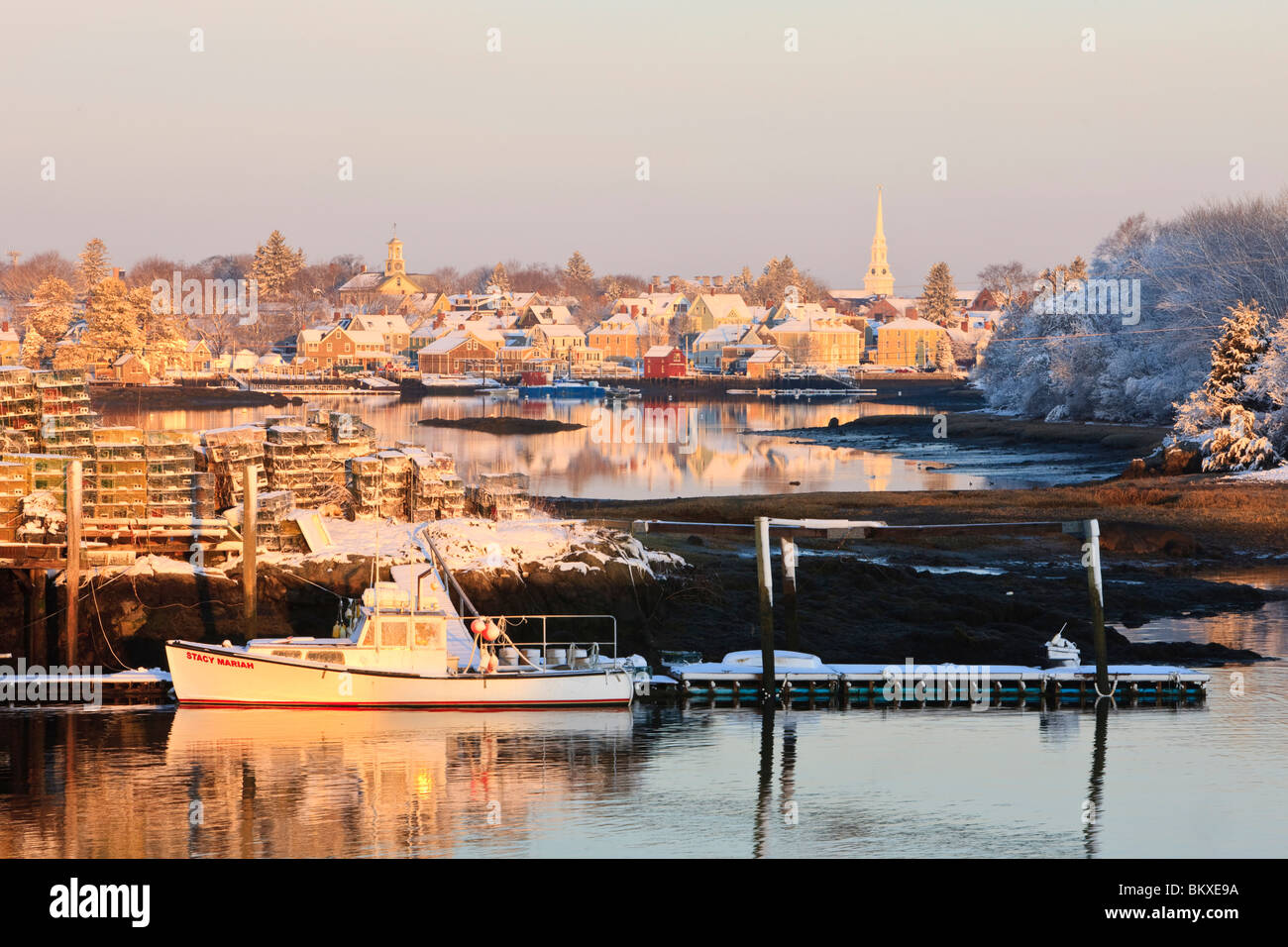 A lobster boat in Portsmouth Harbor in Portsmouth, New Hampshire